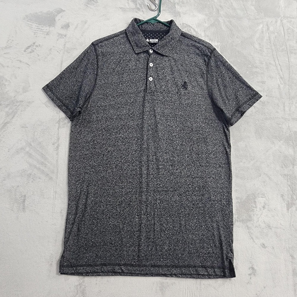 Rugby University Polo Shirt Men L Gray Heathered Knit Short Sleeve Casual Preppy